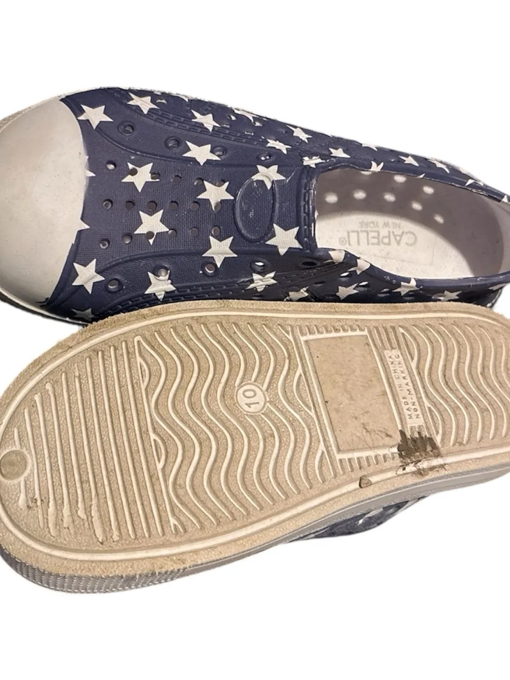 Capelli of New York Navy Blue and White Star Slip-On Kids Shoes